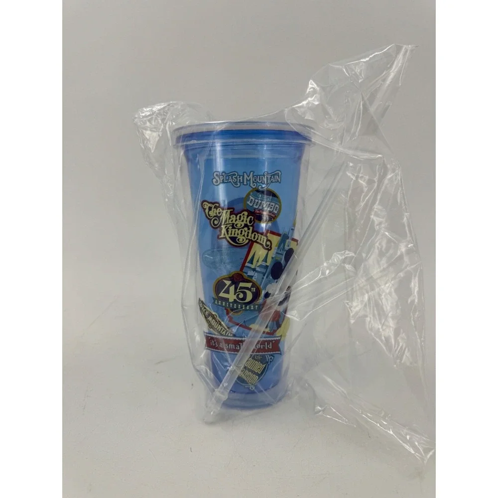 WDW‎ 45 Anniversary Walt Disney World Parks Plastic Tumbler W Straw And Lid NEW